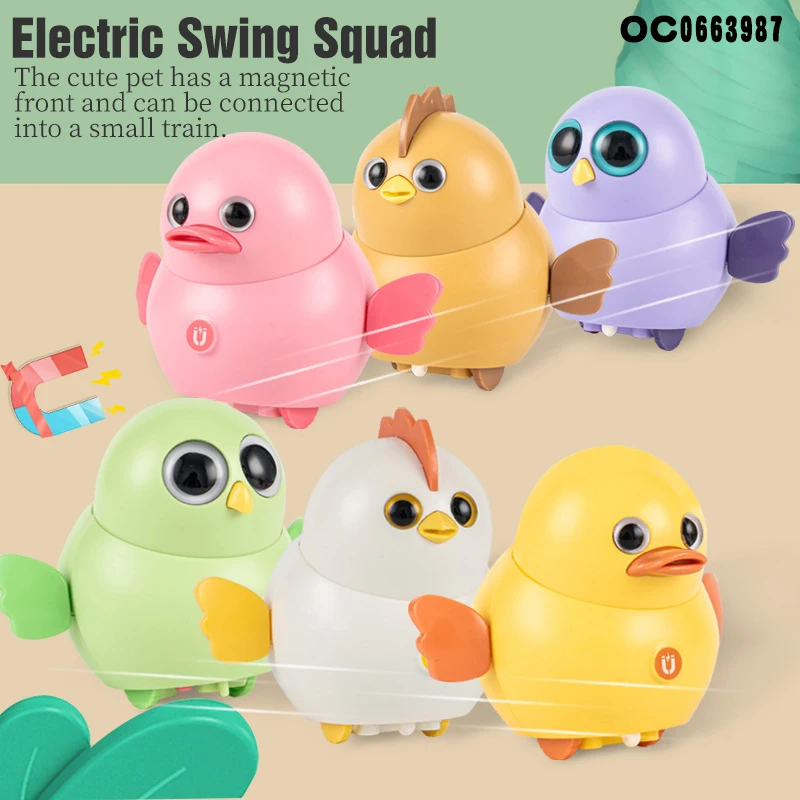 Newest electric magnet lovely rotating swing chicken toy kids with sound