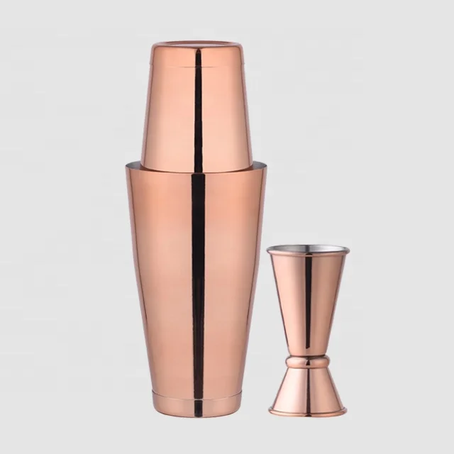 
Factory Direct 800ml boston stainless steel barware copper bar set 