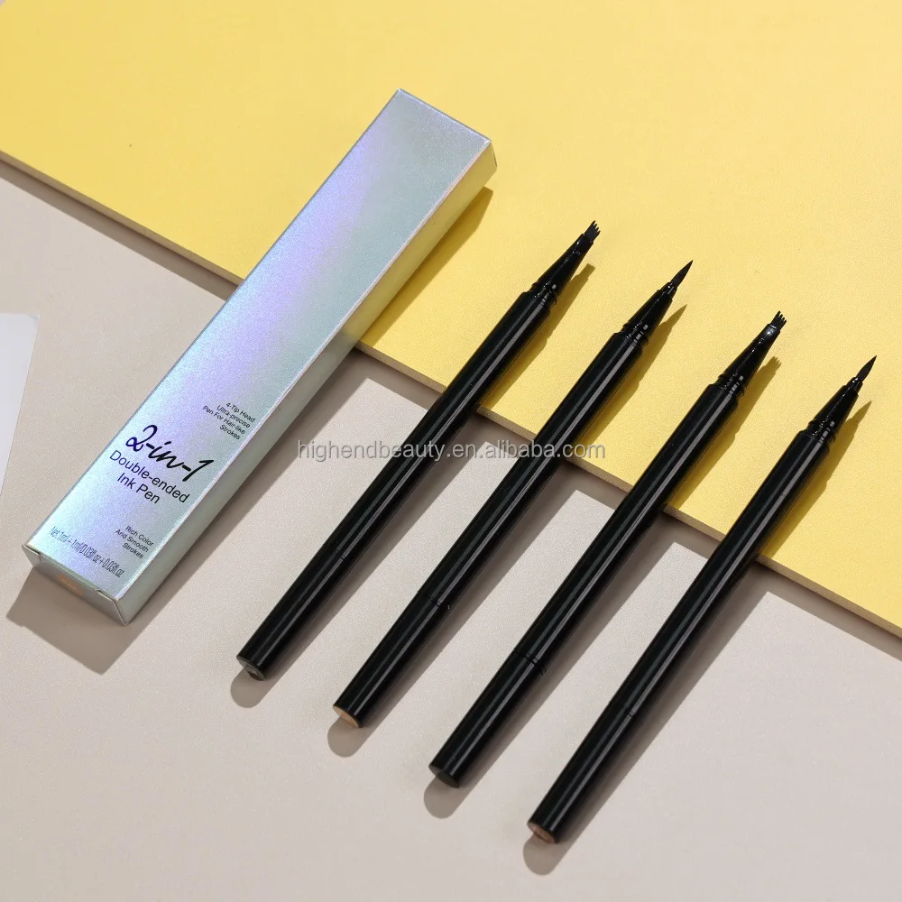 Free Logo Printing Custom Brown Black Eye Makeup Waterproof Long Lasting Vegan Micro Eyeliner Pen