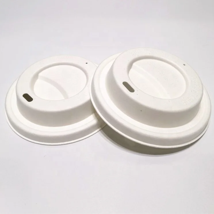 80mm Sugarcane Bagasse Cup Lid One-use Paper Lid Biodegradable Bagasse Coffee Cup Lid