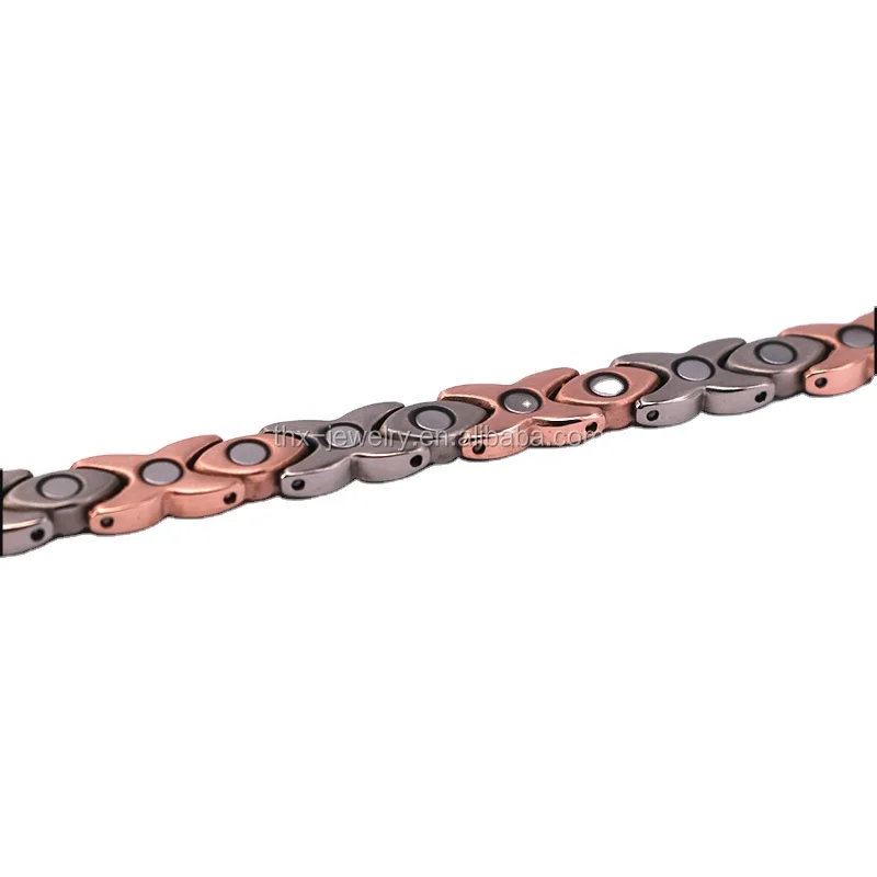 Two Tone Magnetic Titanium Therapy Bracelet Natural Pain Relief,Magnetic Therapy Hematite Balance Bracelet