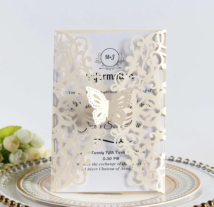 Pulling Type with Custom Logo Wedding Invitation Card Laser Cut Card with Envelope Paper Card/ Art Paper Wedding supplier Love