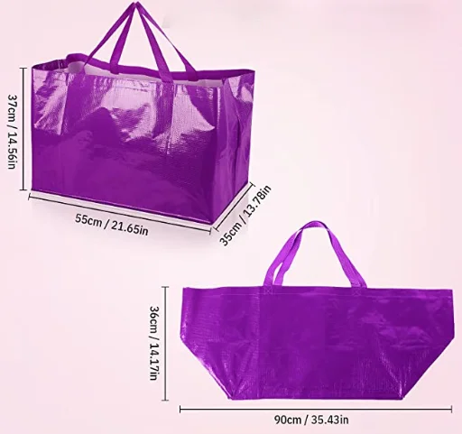 Extra Large Shopping Grocery Bags with Handles Colorful Woven Plastic Waterproof reusable non woven bag laminated shopping bag