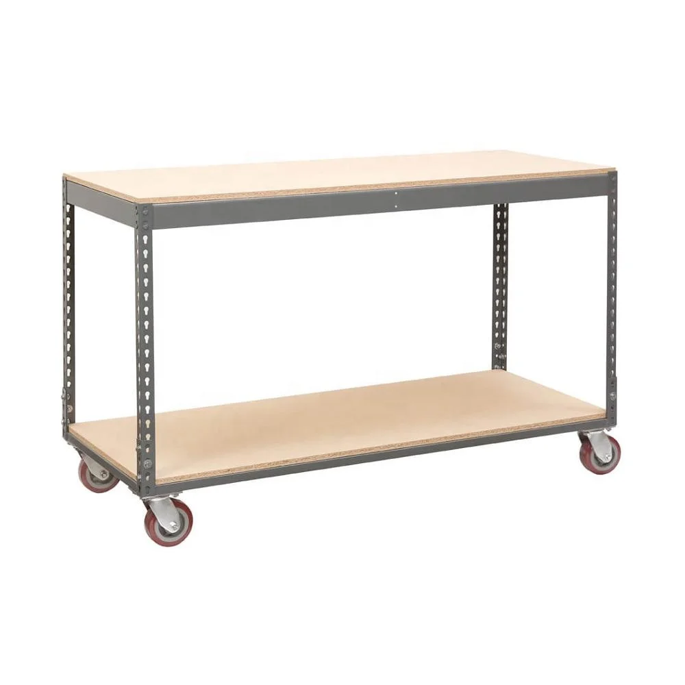 mobile workbench tool cart chipboard shelf boltless racking system metal garage shelving