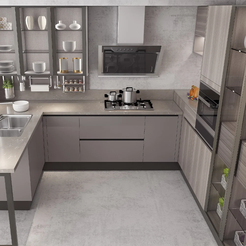 New model glass door wall cabinet used modern pvc film door kitchen cabinet for sale