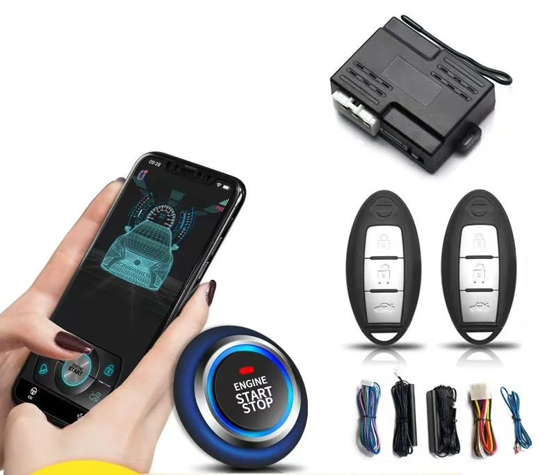 Factory wholesale car general mobile phone Bluetooth control car one key start keyless entry remote start one-way alarm