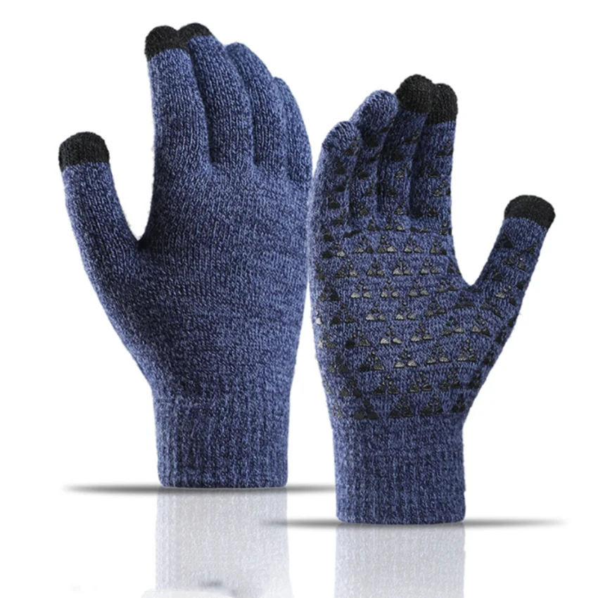 Knitted Gloves Unisex Winter Gloves Touch Screen Women Men Warm Stretch Knitted Mittens Non-Slip Gloves