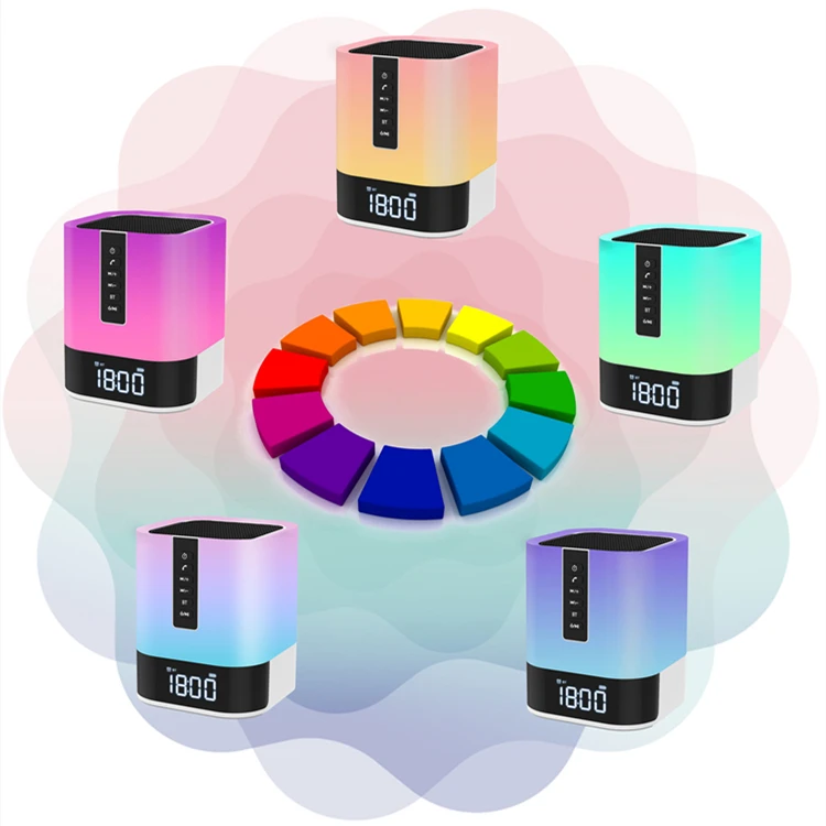 MUSKY DY28S  Wireless Digital Alarm Clock White Noise RGB Touch Lamp Portable Light with Speaker