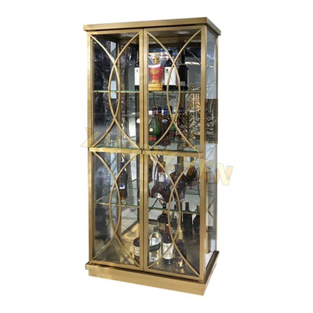 Living room furniture new design luxury modern corner wine cooler wine cabinet stainless steel glass wine racks for sale