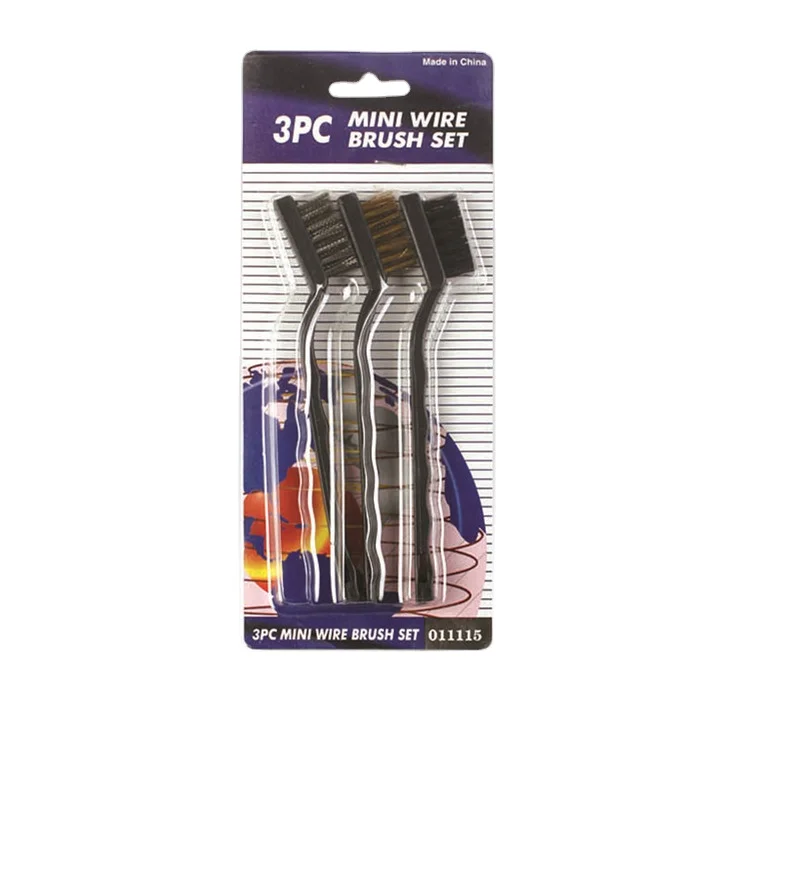 Набор мини пластиковых черных щеток с ручкой, щетка из стальной проволоки, чистящая щетка