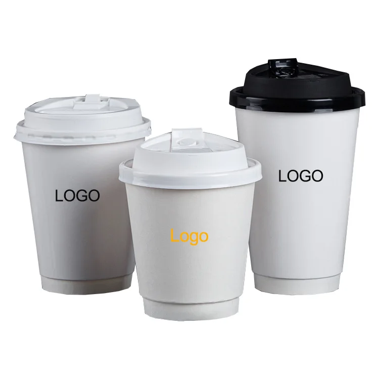Custom printer wholesale kraft disposable 12oz 16oz double wall hot drinks cup coffee paper cup with logo