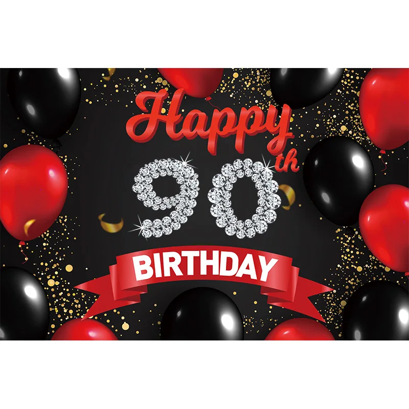 Happy Birthday Backdrop Banner Red&Black Birthday Sign Poster Photography Background