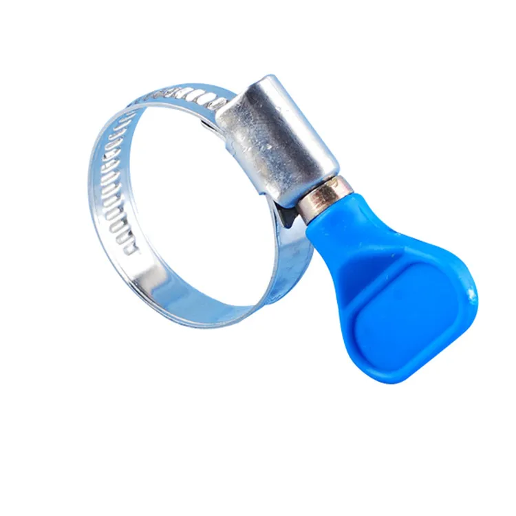 Galvanized Steel Water Pipe Fuel Hose Clamp Plastic Handle Metal Screw Structure Weld Connection Available Inch Metric