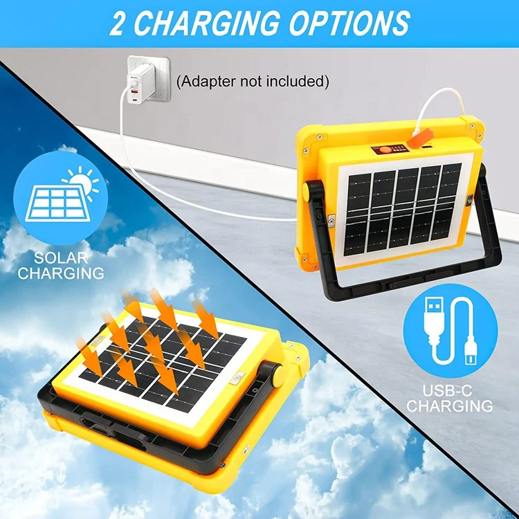 Garage Warehouse Sports Stadiums Camping Working Lighting 100W Emergency Portable Solar Floodlight Rechargeable Led Flood Light