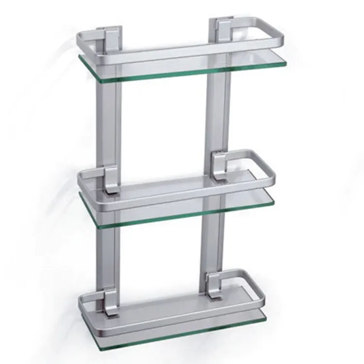 Современные настенные полки для ванной комнаты 2 уровня стеклянная полка шампуня