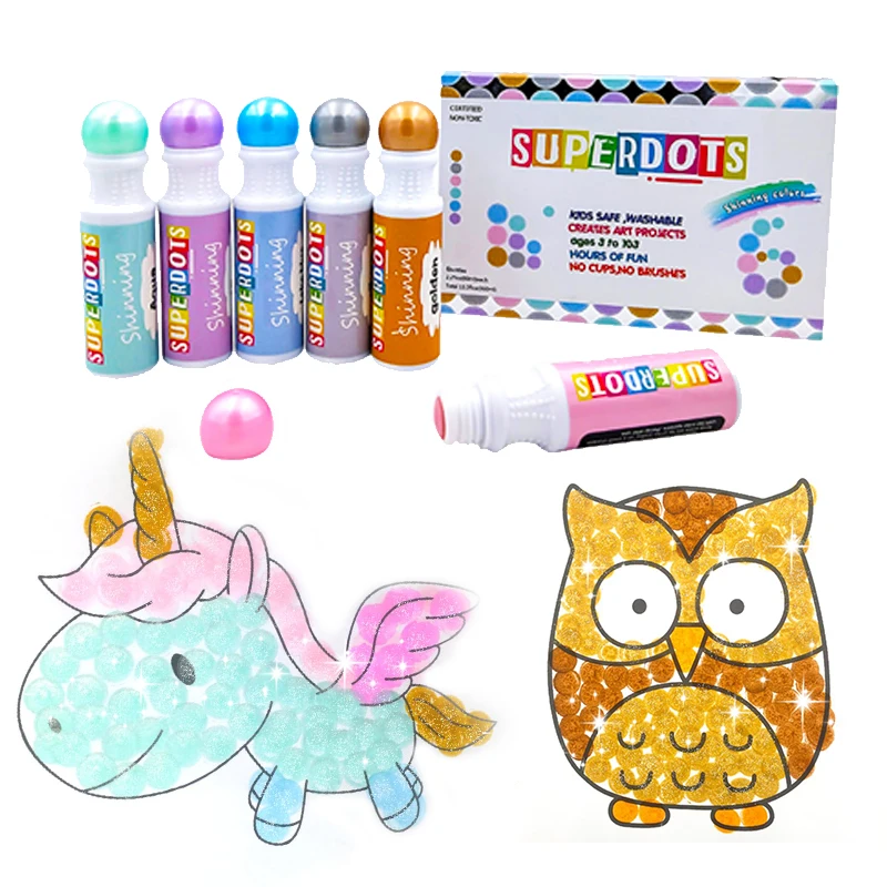 Детские моющиеся маркеры в горошек, набор из 10 блестящих цветов, нетоксичные маркеры для бинго для малышей, книжки для игр