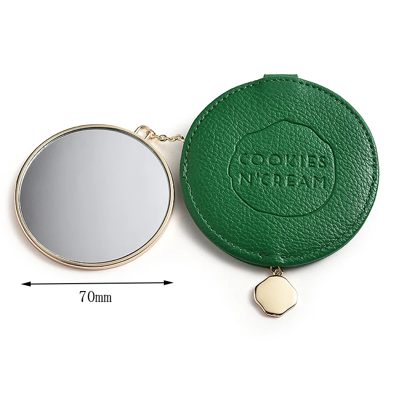 Top Sale Metal  Compact Pocket Mirror with PU Leather Cover