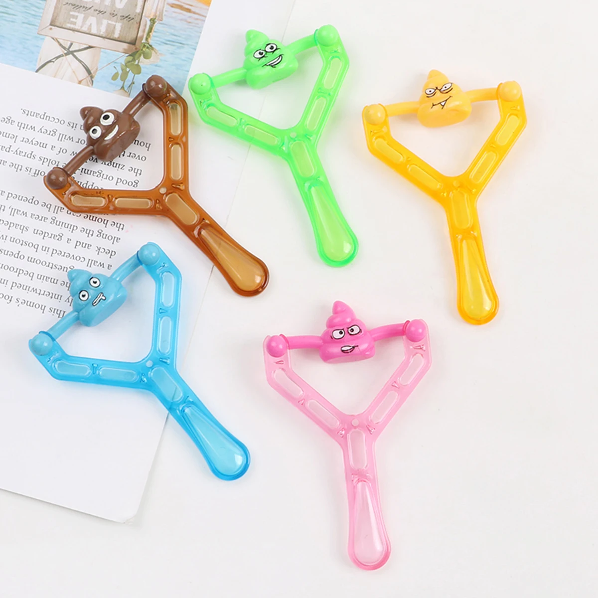 Hot sale Creative funny children tricky Children Vent Stress Relieve Toy Sticky Stool Game Creative Catapult Poop Slingshot Toy