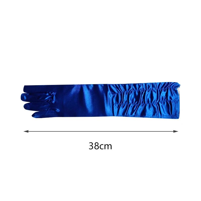 cheap 38cm Elbow Long classic Wrinkled Wedding Gloves Bridal Satin Bridal Gloves With Five Fingers Opera evening Accessories