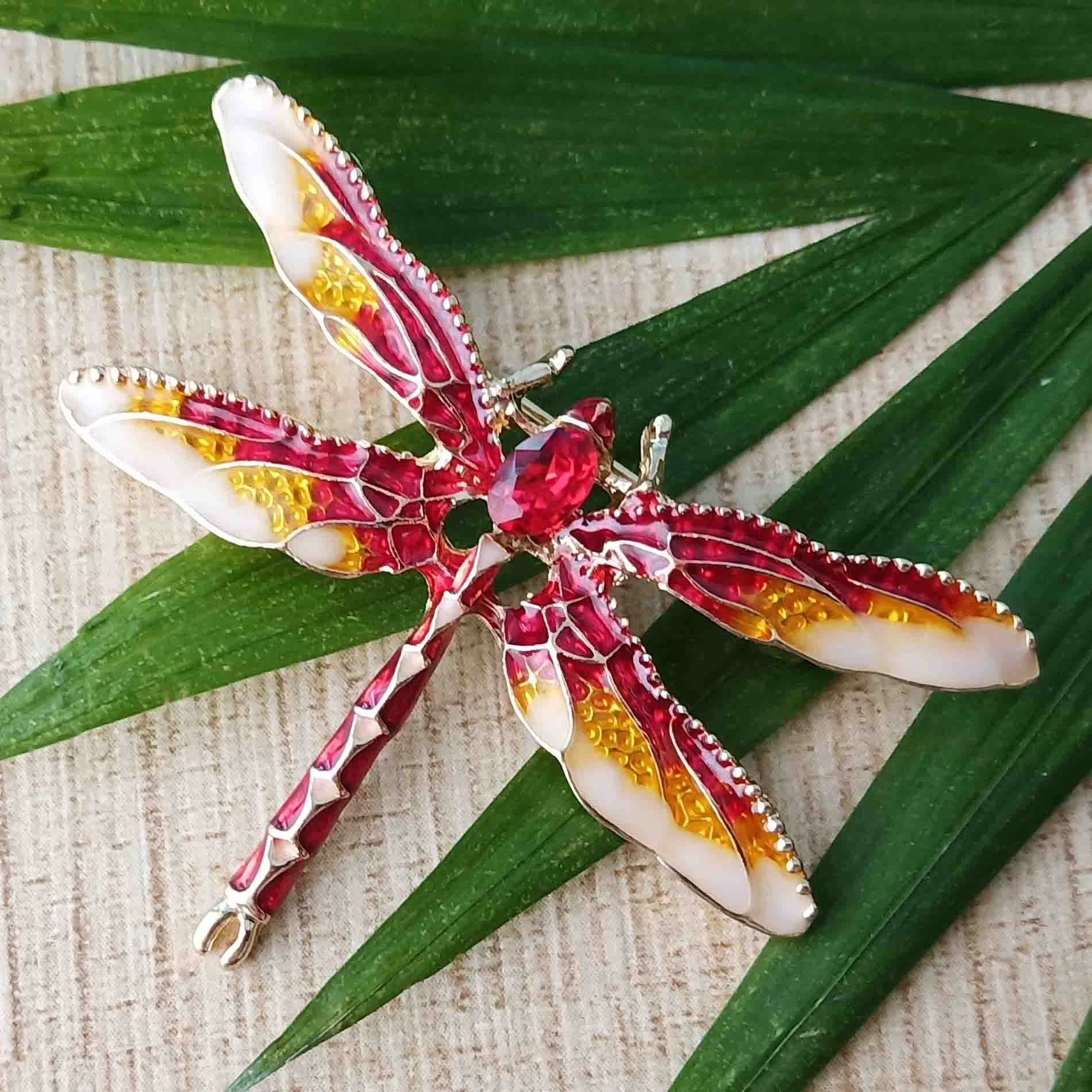 Popular silver 925 fashion luxury dragon fly brooches