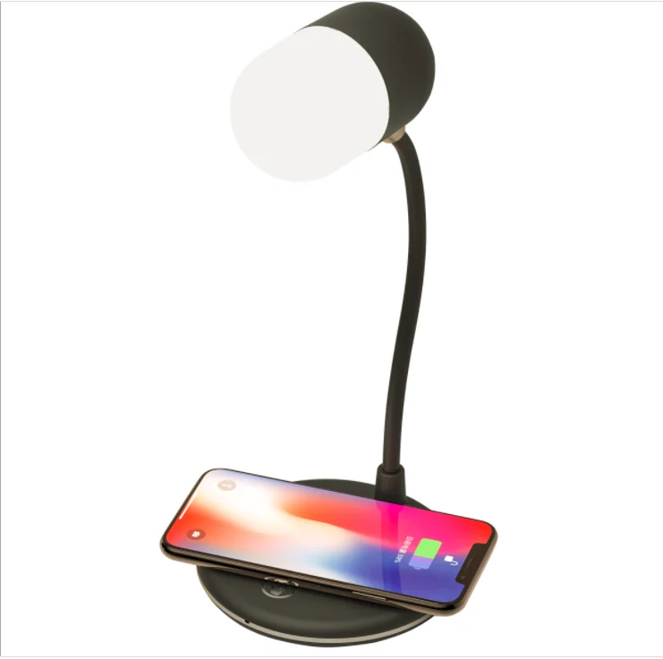 New design Study Reading USB Desk Night Light LED Table Lamp With Bluetooth Speaker Wireless Charger