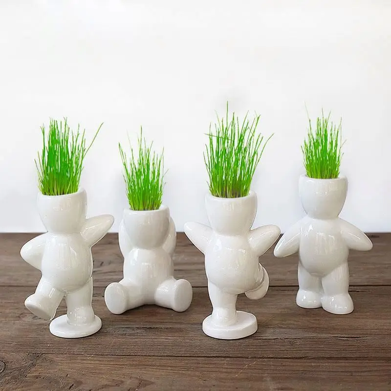 
Mini Bonsai Grass Doll Hair Man grass doll little white man grass head dolls 