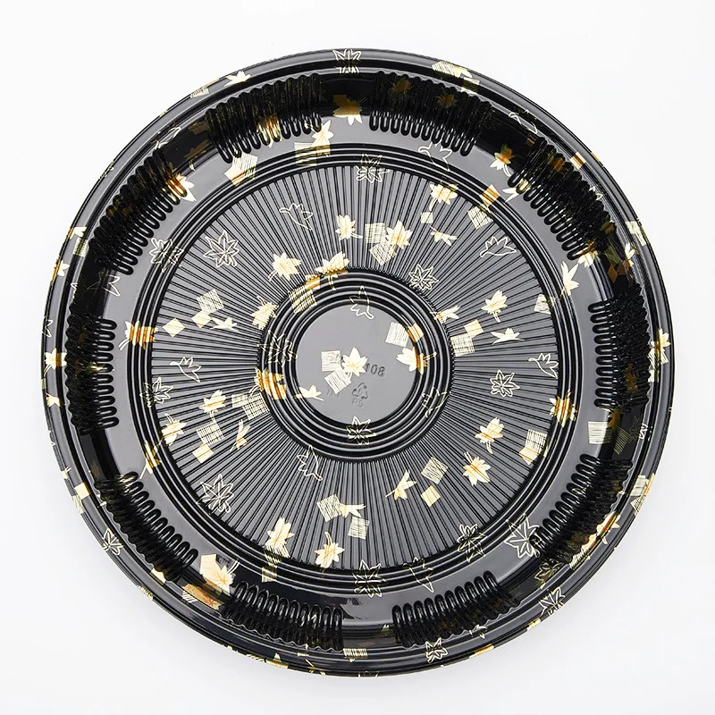 Customized Printed Catering Retail Foldable Compartment Disposable Box Delivery Plastic Round Fast Food Sushi Tray Packaging