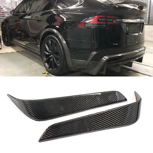 Creease из натурального углеродного волокна, отделка плавников заднего бампера для Tesla модели X 75D 90D P90D 100D 2016-2018