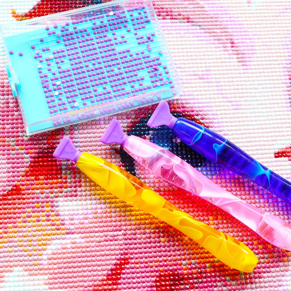 Resin Gem Picker 5D Diamond Painting Art Drill Tool Pen Kits for Adults with Pen Tip Roller for Bead Dot Nail Art