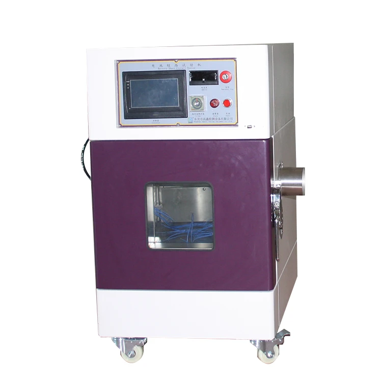 Put the sample battery in the can and connect the charge and discharge tester battery safety test equipment