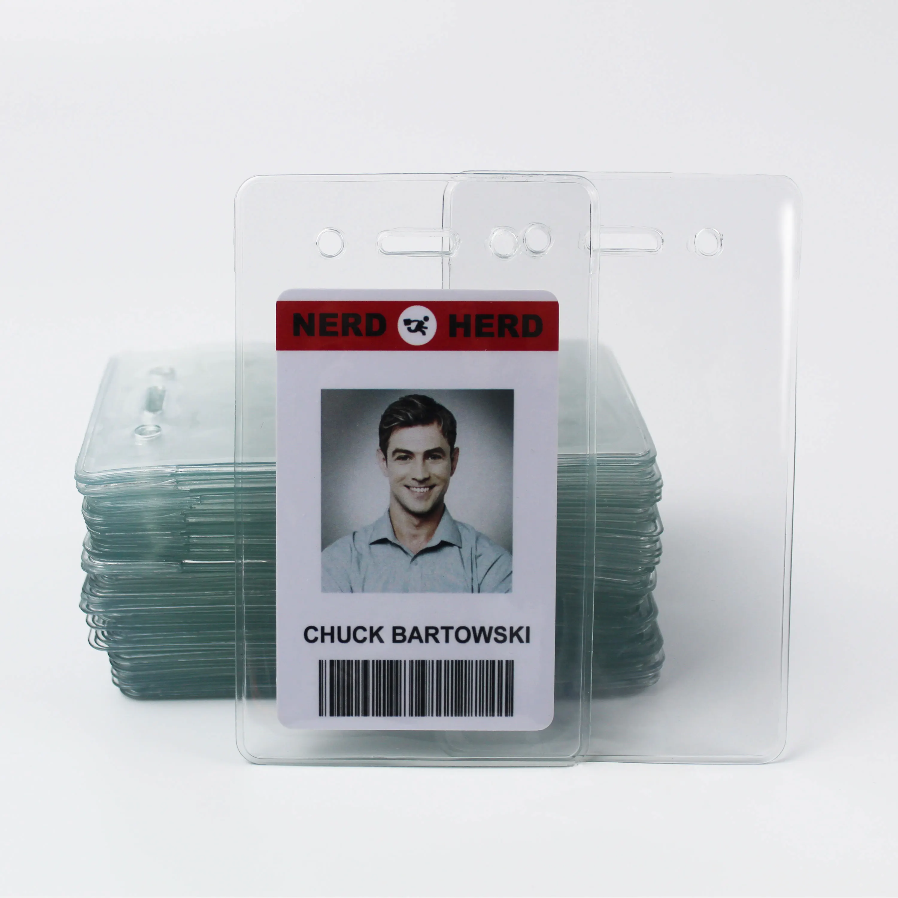 Bestom Clear Flexible Vinyl Vertical Proximity Card Holder ID Card Holder Retractable Key Chain