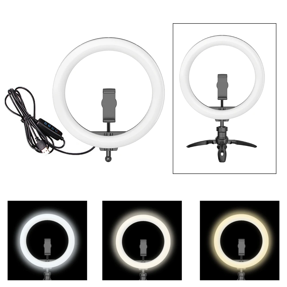 
Led With Stand Makeup Tripod Fill Rgb Phone Table 6 8 10 Inch Of Portable Circle Holder Big Desktop Beauty O Ring Light 