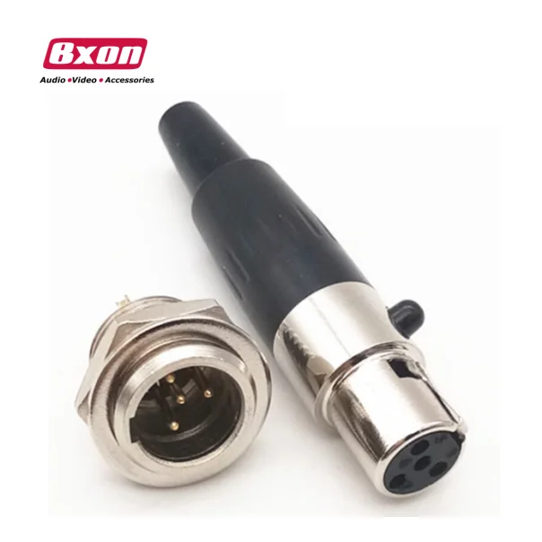 Mini male XLR 4Pins Plug panel mount with female 4 pin mini XLR female jack audio connectors