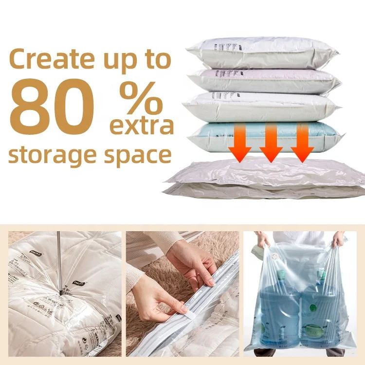 TAILI 6 PACK Plastic Zip Sealer Space Saver Bag vacuum storage bags with pump space saver vacuum bags set