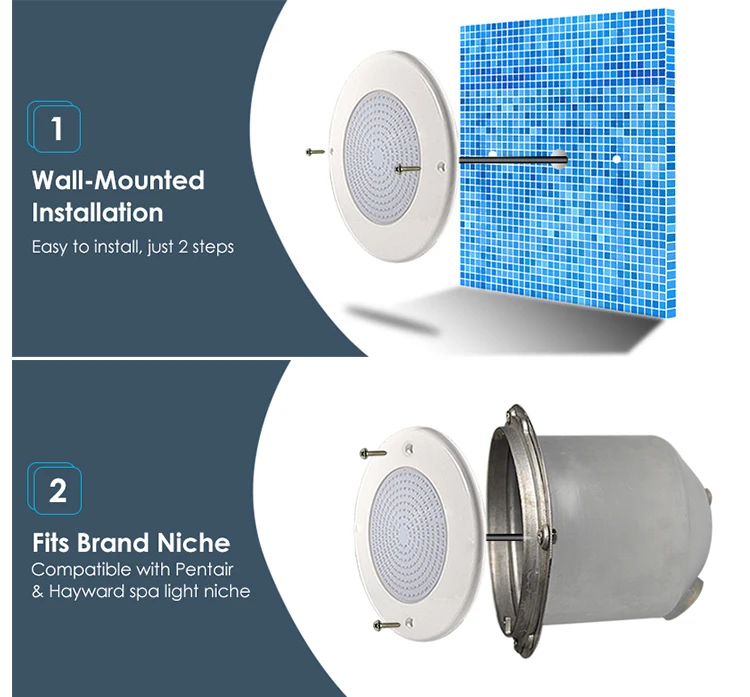 Casing Pipe Ip68 Swimming Pool Led Underwater Light PC Seawater Resin Filled Rgb Submersible Led Lights 12V Pool Light