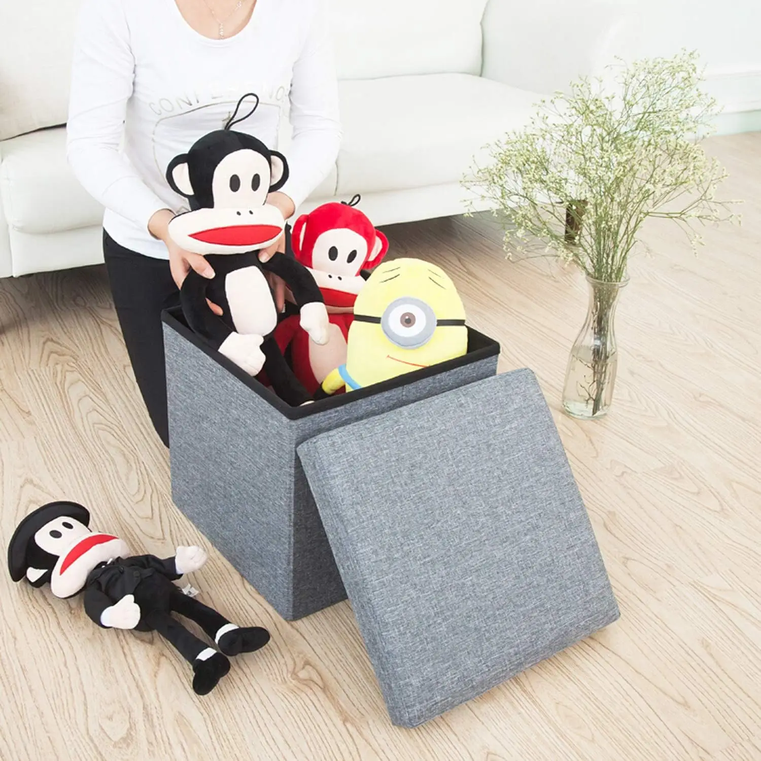 Small Storage Ottoman Stool Foot Rest Stool