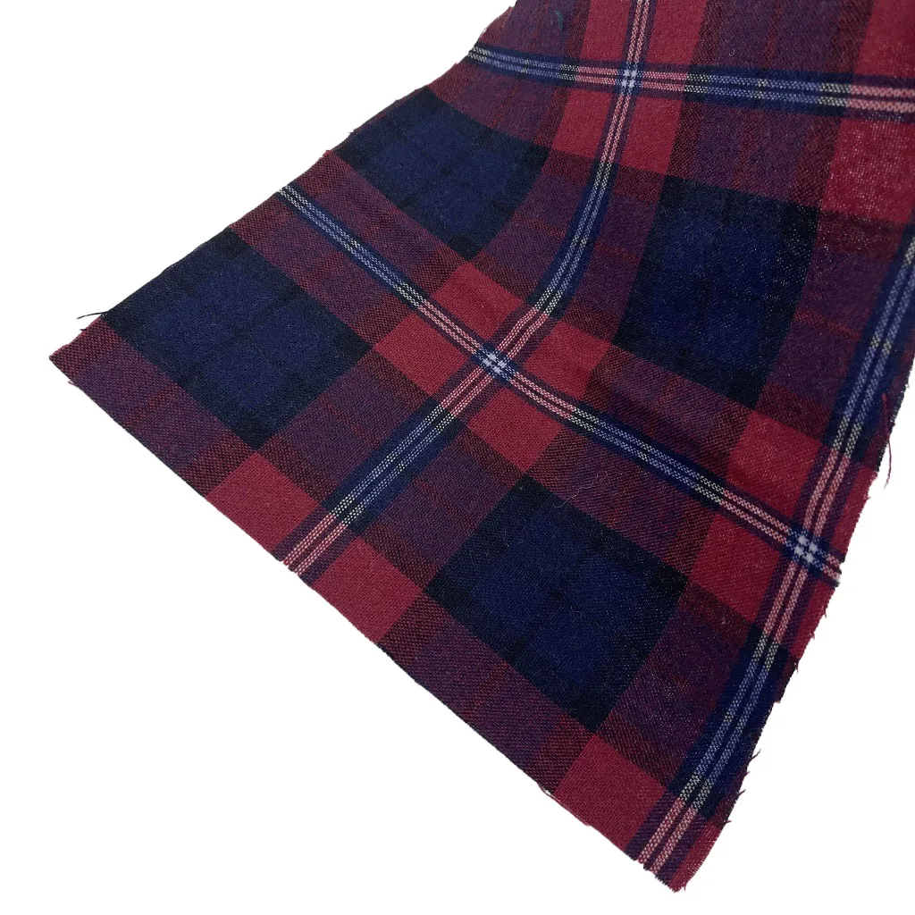 Wholesale 100% Polyester Tartan Red Blue Plaid Woven Fabrics For School Uniform ZZH24014