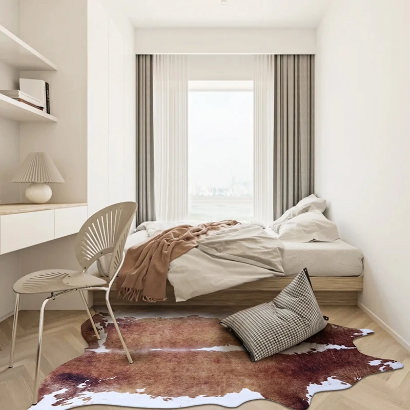 Wholesale customized Shape Animal Skin Faux Fur Cow Gold Powder Effect Printed Cowhide Rug