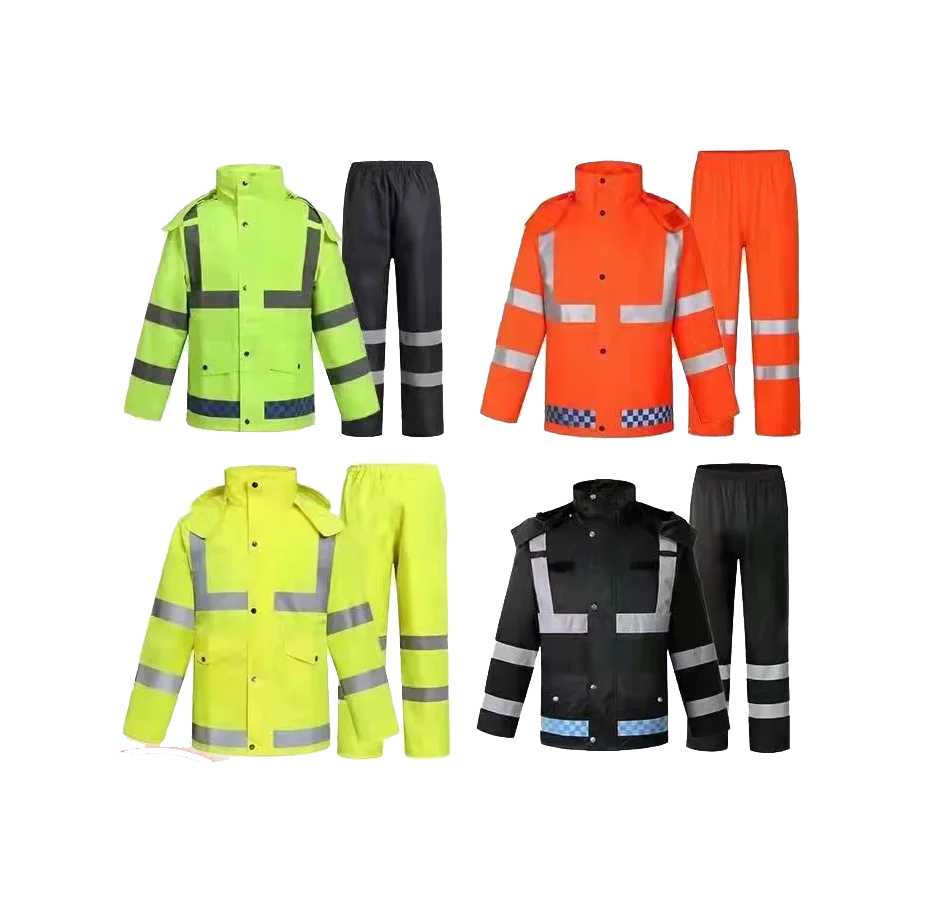 Adult raincoat rain pants set outdoor traffic raincoat Oxford cloth environmental sanitation reflective raincoat wholesale