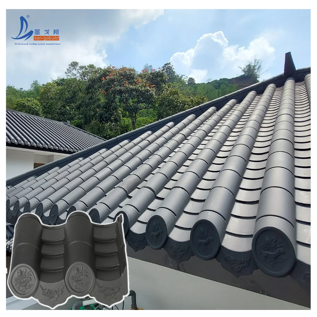 Easy Installation Chinese Roof Design Traditional Style Polymer Clay Chinese Roof Tile for Temple Hotel restaurant Project