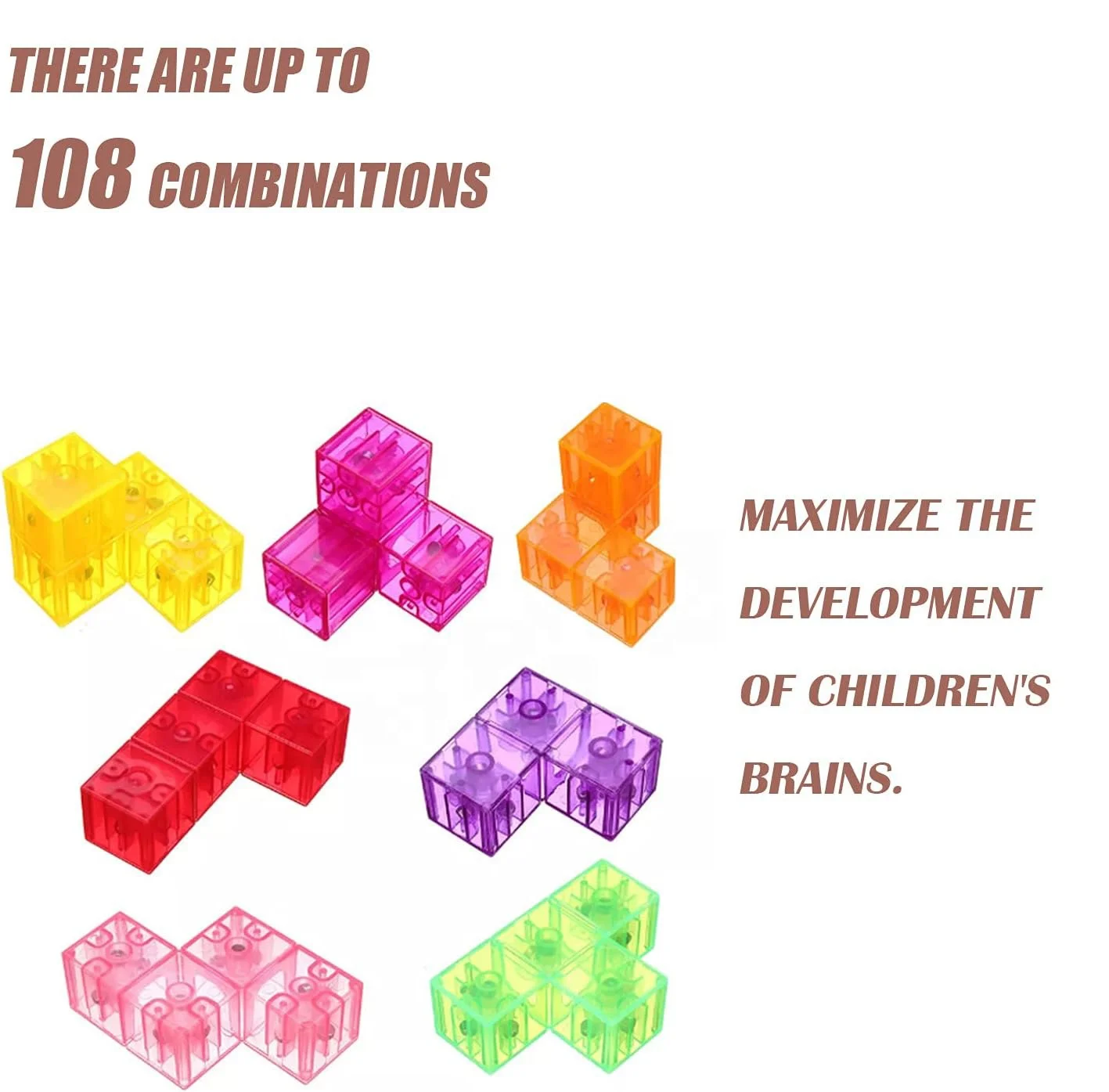 2024 Kids Magnetic Toys,Creative Plastic Magnetic Cube 3D Puzzle Toy, DIY Building Block Toy Shape Matching Educational Toys