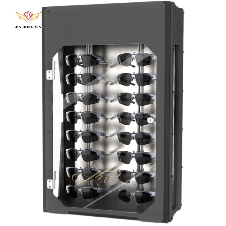 Fashion Eyewear Lockable Cabinet Supplier Wooden Wall Mounted Optical Displays Sunglass Shop Display