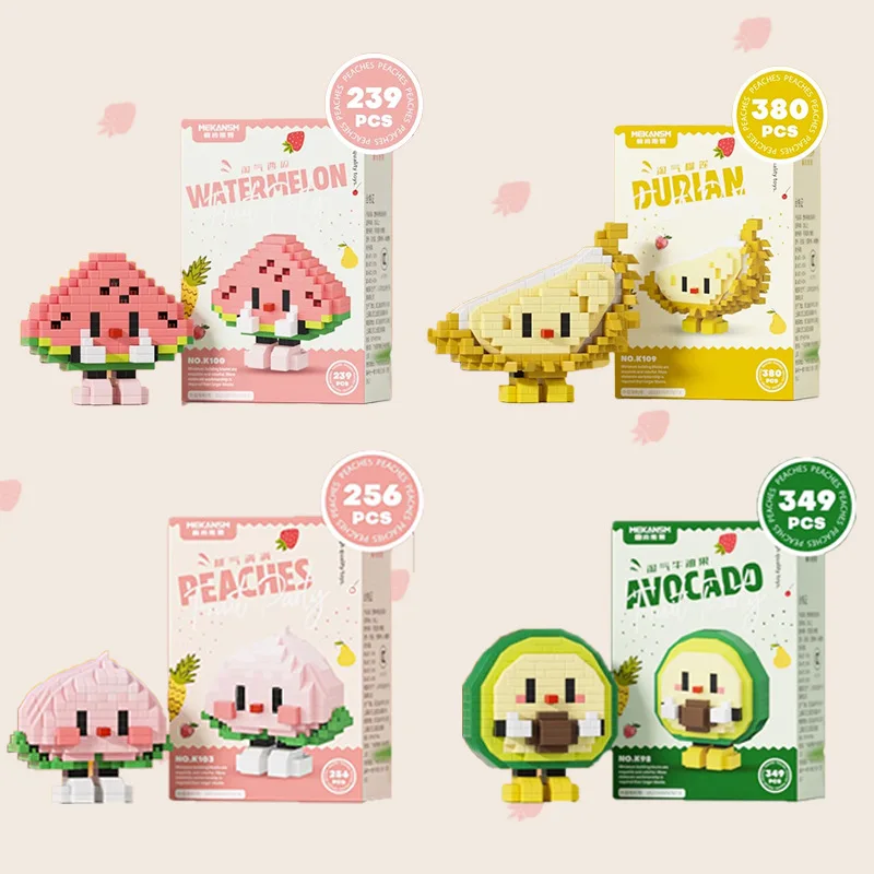 Fruit Party Building Block 12pcs Set Boys and Girls Gift Micro Particle Trendy Play Building Block Toy Decoration