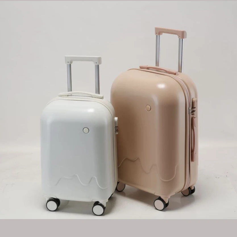 Custom Round Cabin Luggage Suitcase with Spinner Wheels ABS Lovely Oval Suitcase PC Zipper trolley travel ride on for kids
