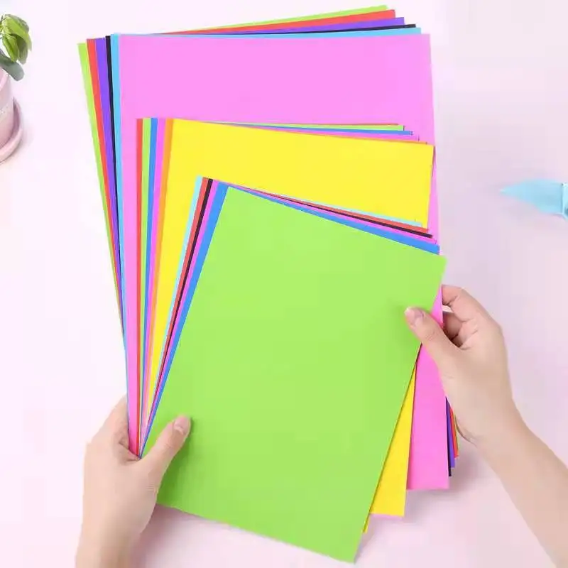 China manufacture 10 colors 70gsm art origami paper colorful kids DIY 100 sheets custom size colored coated paper