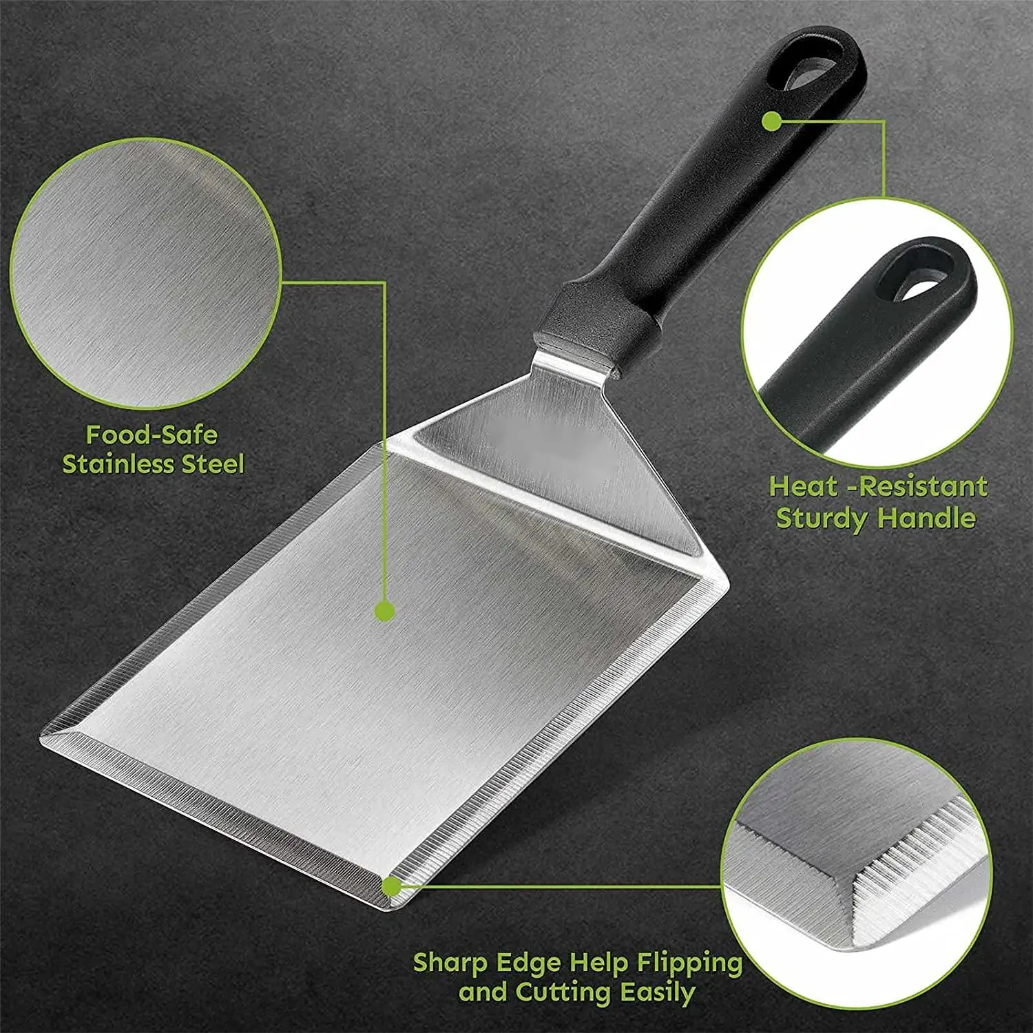 Griddle Accessories Large Burger Patty Grill Spatula for BBQ with Cutting Edges