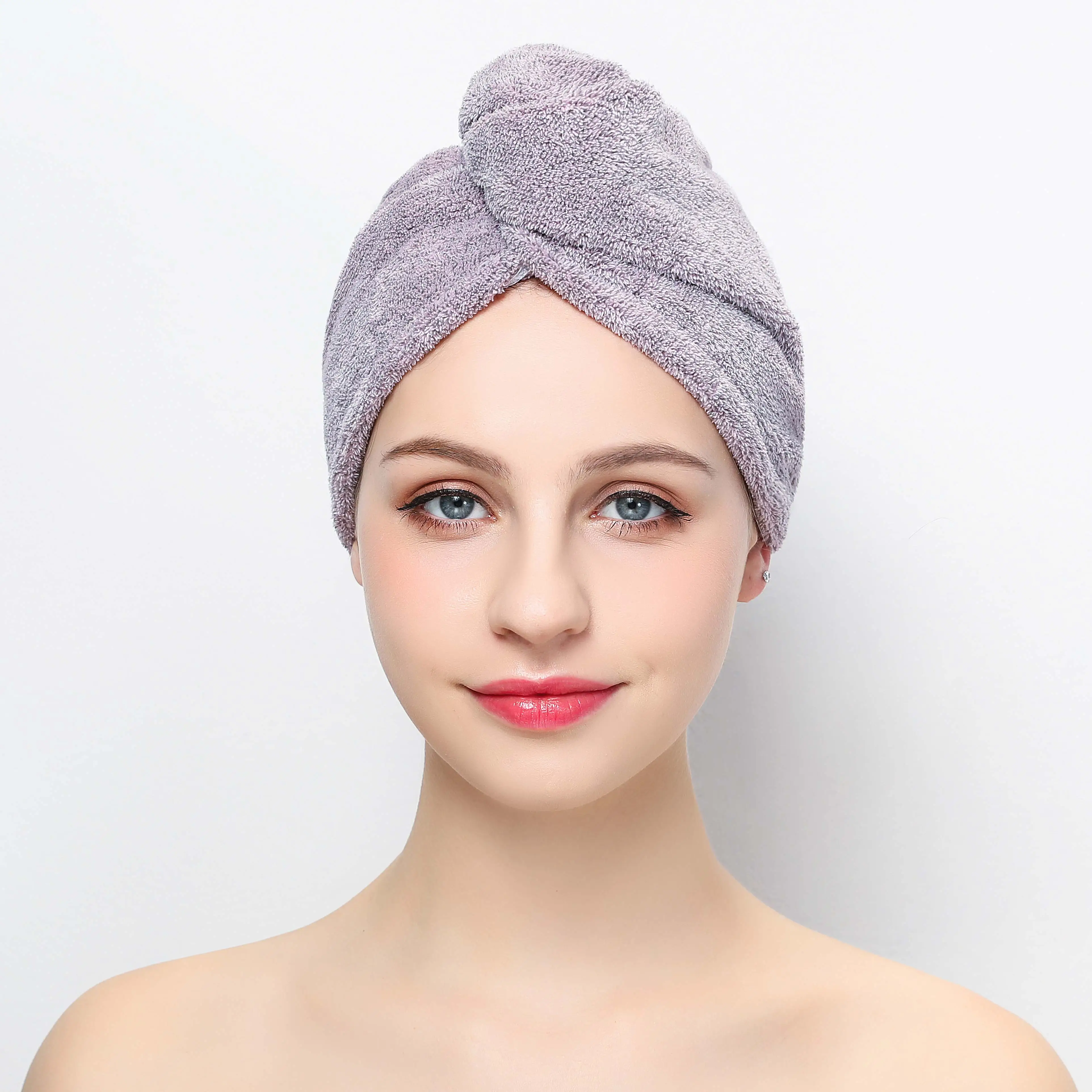 Custom Multi-colored hair drying towel and microfiber hair turban towel