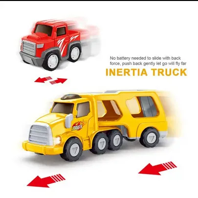 Kids double-decker transport inertial car toy engineer friction truck car toys with light music