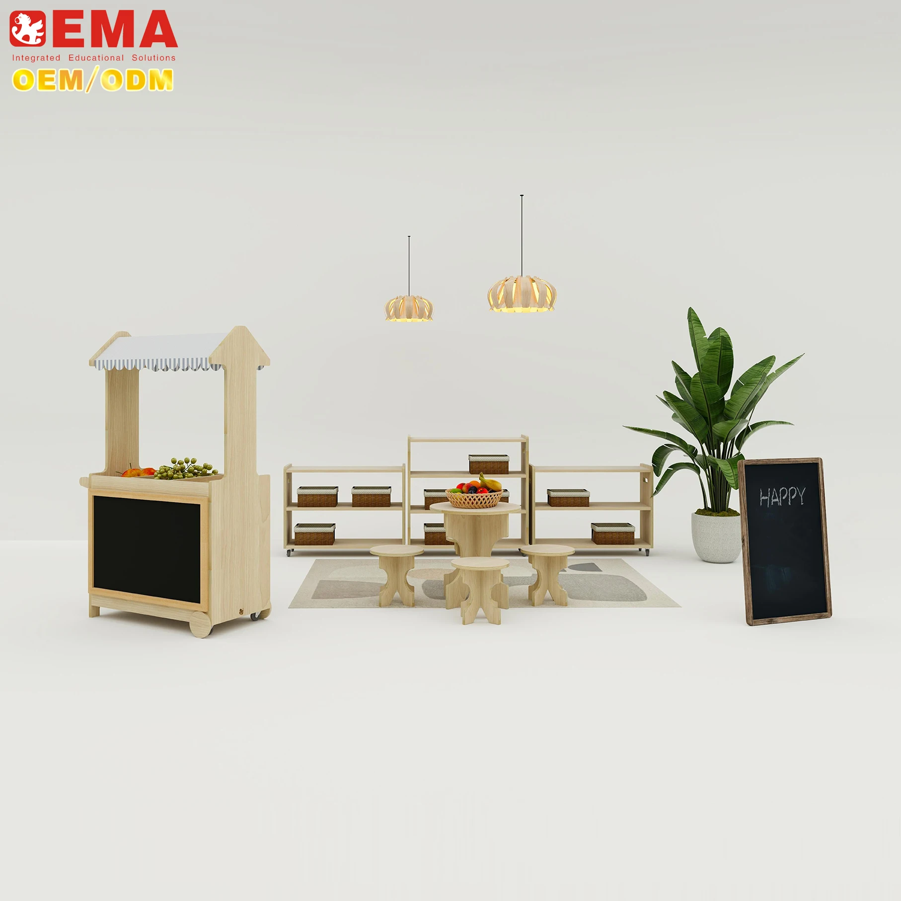 Ema Montessori Kitchen Role Play Toys Kitchen Indoor Preschool Furniture 0-5 Years Kindergarten Daycare Wooden Kitchen Toys