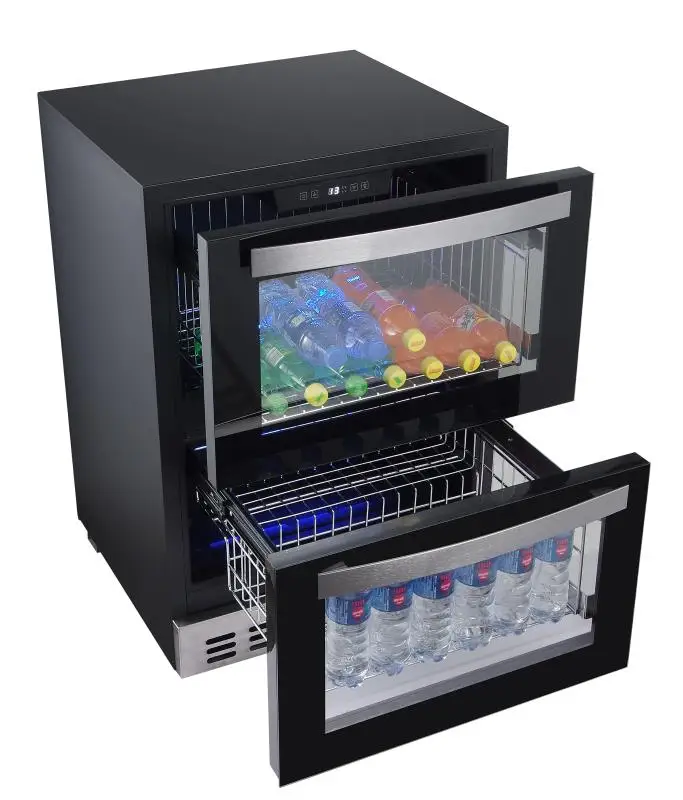 Hot Selling Refrigerator 138 Liter AC compressor built-in glass double drawer Door refrigerator  Fridge